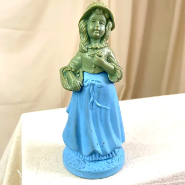 Vintage Avon Blue Lady Bottle Empty Perfume Collectible Victorian Girl