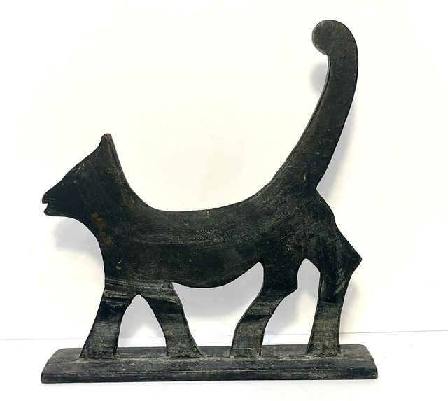Cat Doorstop Boot Scraper cast iron black Folk Art