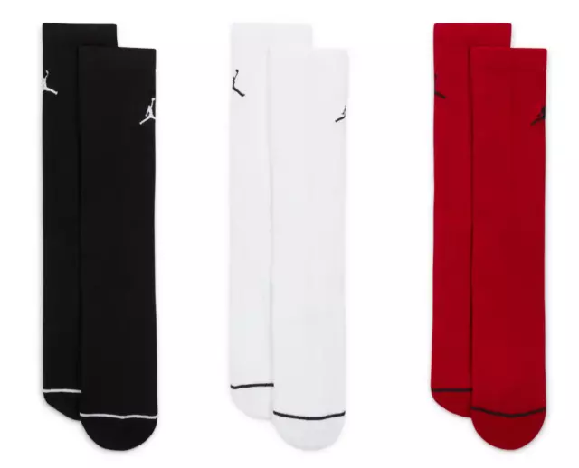 Air Jordan Socks Mens Large Nike Dri FIT Everyday Cushioned Black White Red 3