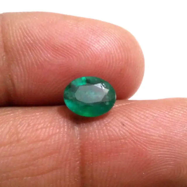 Awesome Zambian Green Emerald Faceted Oval Shape 1.50 Crt Loose Gemstone