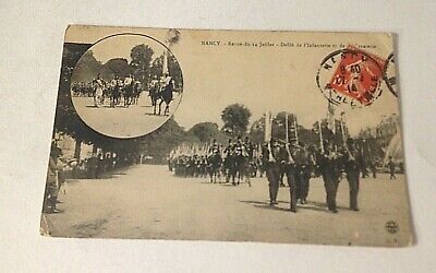 Antique 1914 -1919 Postcard Nancy France Defile de Infanterie  N1 Military WW1