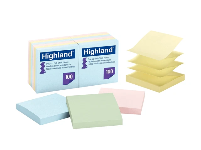 Pop-up Sticky Notes, 3 x 3 Inches, Assorted Pastel Colors, 12 Pack (...