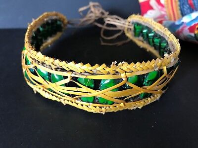 Old Papua New Guinea Orchid Stem and Green Beetle Headband …beautiful collection