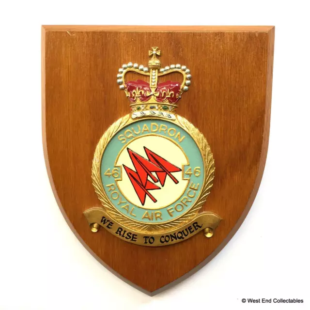 Alt Raf 46 Geschwader Station Tafel Shield Crest Abzeichen Royal Air Force Ein