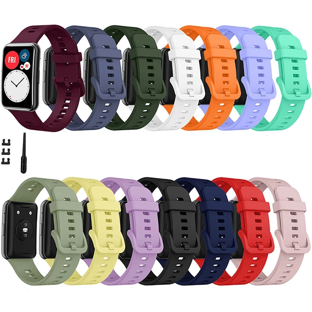 Color Clasp Silicone Watch Band Strap Bracelet Belt for Huawei Watch Fit TIA-B09