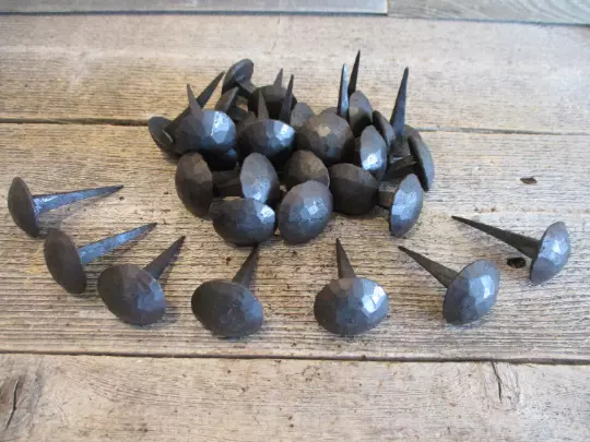 25 Decorative Nails Clavos Hand Forged Medieval Tacks 1 1/8" Black Primitive