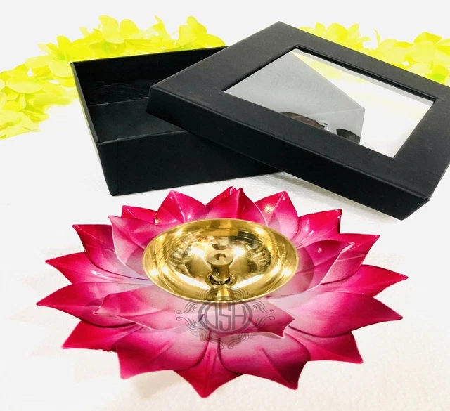 DSH Brass Lotus Design Diya Deepak Gift Pack Akhand Jyot For Festivals Decor.