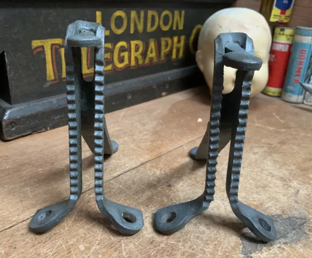vintage metal shelf brackets Pair Industrial Reclaimed Set A