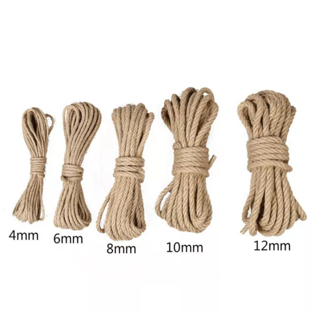 10M Natural Jute Hemp Rope Hessian Twisted Twine Cord Shank Crafts String DIY