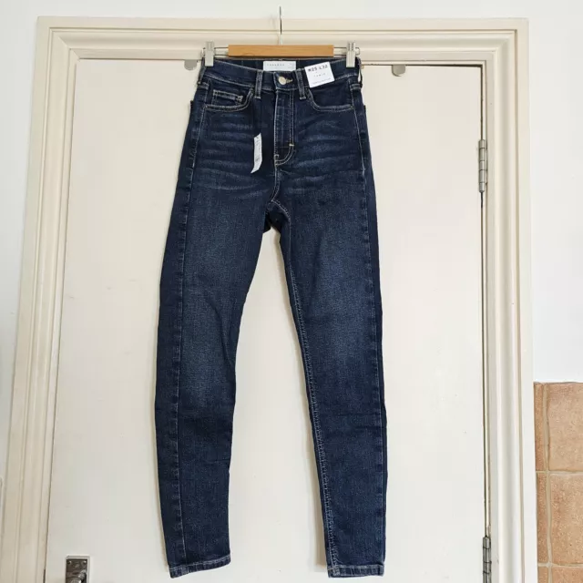 Topshop Skinny Jamie Jeans - Mid Blue - High Waist - W25 L32 UK 6 BNWT