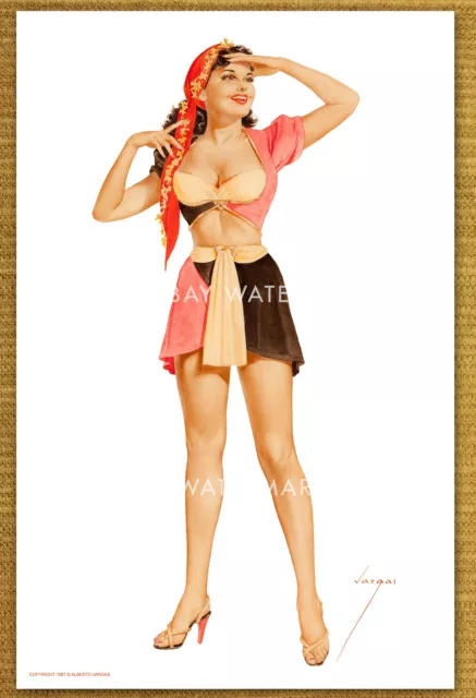 1950's Alberto Vargas Authentic Pin-Up Poster Art Print 11x17 Pirate Girl