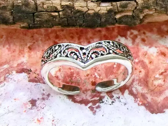 Anillo Del Dedo Pie Tiara Adorno 925 Plata de Ley Corazón Mujer