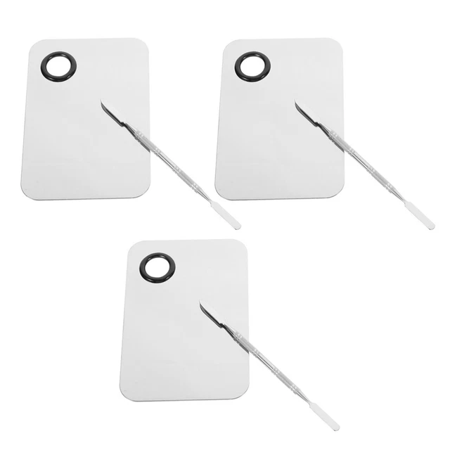 3 SET TAVOLETTA Trucco Acciaio Inox Manicure Colori Miscelanti Pallet