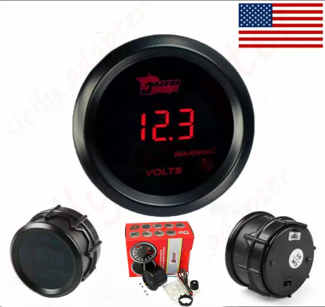 2" 52mm Red Digital LED Elec Volt Voltage Meter Gauge 0~15V Truck Car Modificine