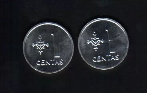 Lithuania 1 CENT KM-85 1991 Pre Euro UNC FIRST Lithuanian Currency COIN