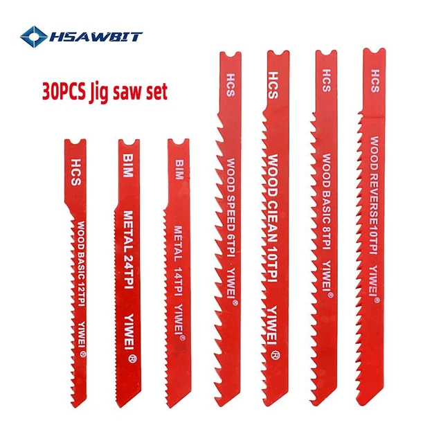 30Pcs Steel U-shank Jigsaw Blade Set HCS Fitting For Plastic Wood Jig Saw Tool