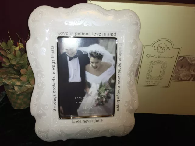 Lenox Opal Innocence “Love Is Patient” 5”x7” Frame New In Box first quality