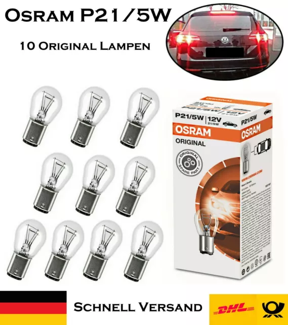 10x Osram P21/5W 7528 12V BAY15d Tagfahrlicht Bremslicht Hecklicht Auto Lampe