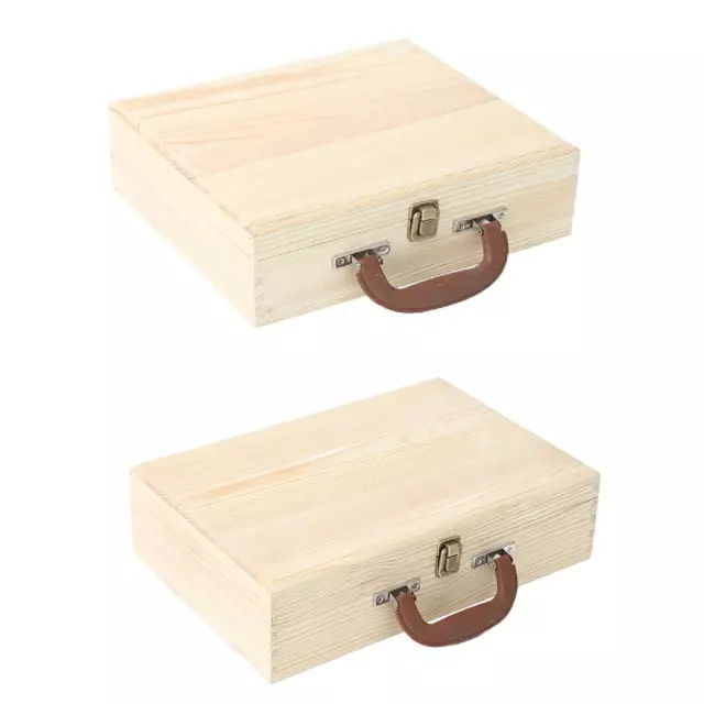 Wooden Storage Box Portable Keepsake Box with Handle DIY Empty Gift Box