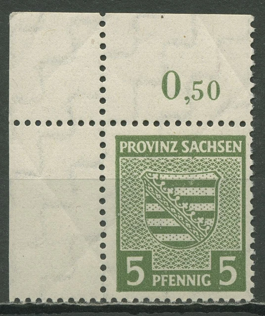 SBZ Provinz Sachsen 1945 Provinzwappen 75 Xa Ecke 1 dgz. postfrisch, Marke bügig