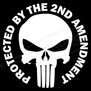 Protected by 2nd Punisher STICKER VINYL DECAL TACTICAL PATRIOT MOLON LABE SKULL