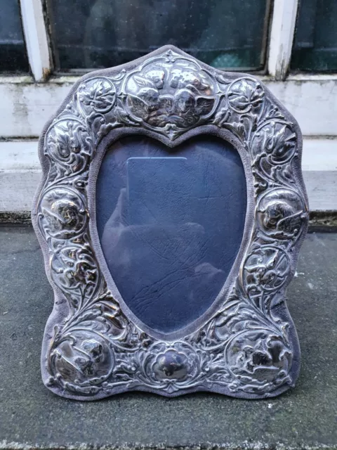 London 1984 Solid Silver Sterling 925 Front Cherub Heart Photo Picture Frame