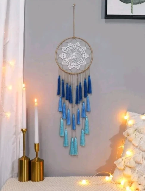 Attrape-rêves Décoratif Mural Pour Chambre - 5 Anneaux Porte-bonheur - Fait Main Avec Plumes Naturelles - Idée Cadeau Zen Et Positif - 6