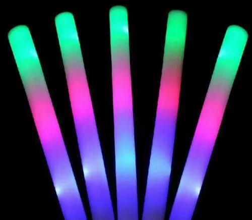 10Pcs LED Foam Sticks RGB Thunder Wand Glow Sticks Flashing Light Rave Party