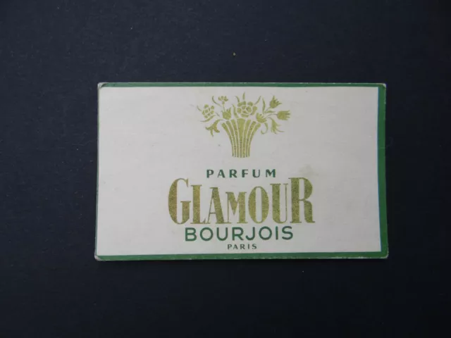 Rare Ancienne carte parfumée GLAMOUR BOURJOIS Parfum Paris