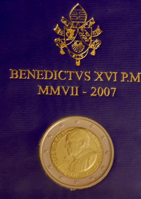 Vatikan 2 Euro 2007 - 80. Geburtstag von Papst Benedikt XVI. im Folder BU stgl