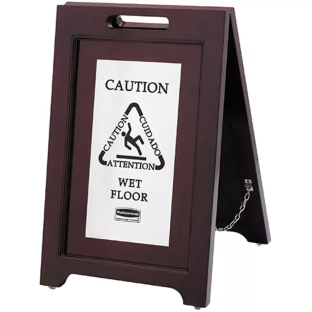 Wooden Wet Floor Sign - 2-Sided Multi-Lingual Stand (1 Each)