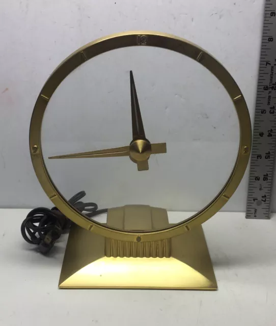 Vintage Jefferson Golden Hour 580-101 Mystery Clock NICE! LOOK! WORKS!