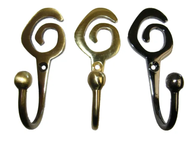 Curtain Tassel Hook Tie Back Nickel Antique Brass chrome, Brass spiral Swirl x 2