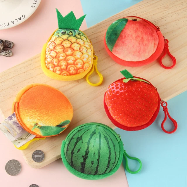 5 Pcs Portefeuille Pastèque Sac À Main En Peluche Porte-clés