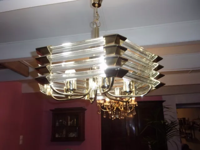 lustre suspension verre style bakalowits  sohne laiton  cristal   1960 1970 2