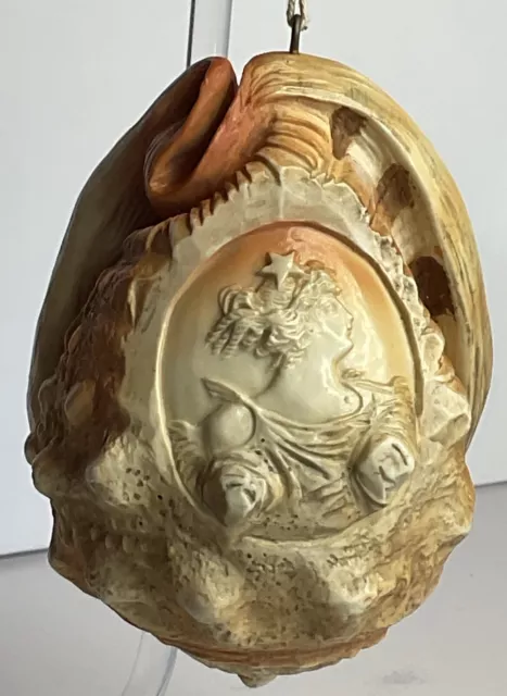 Vintage Hand Carved Cameo Bullmouth Helmet Conch Shell & Lighthouse Shell-PAIR