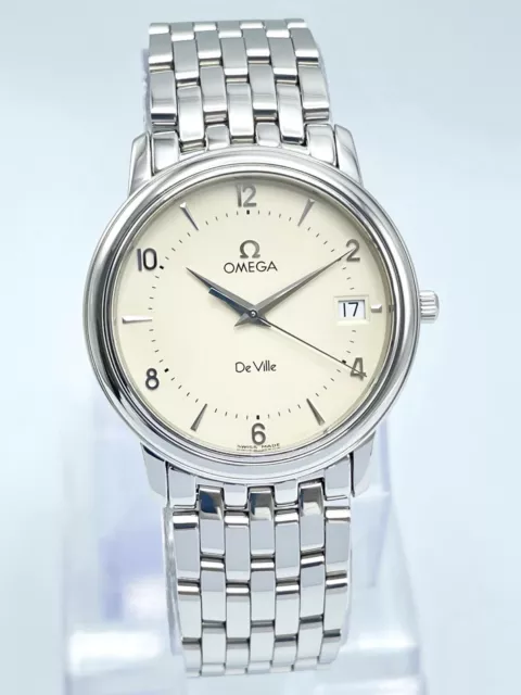Omega De Ville 34mm Silver Dial Stainless Steel Quartz 4510.30 Slim Dress Watch