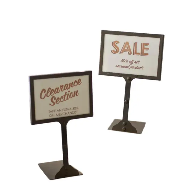 Metal Tabletop Price Display Sign Holder Set Two Countertop Message Frame Stand