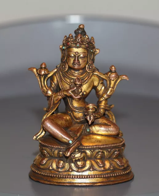 Antique Chinese Tibetan gilt bronze Buddha gold tara. 18th century,.Qing Dynasty