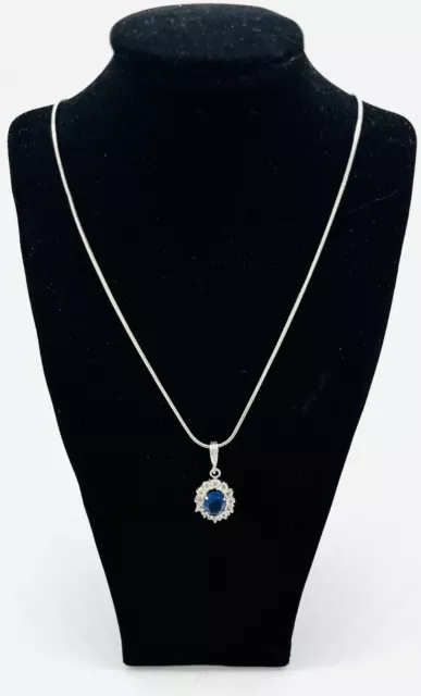 Femme Bijoux Fantaisie Collier avec Pendentif, Zircon, 45 CM Long, Bon État