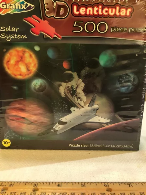 Solar System 3D Lenticular 500 Piece Puzzle, Planets, Space Shuttle, Astronaut