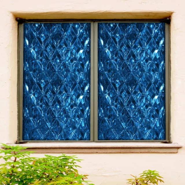 3D Blue Glass ZHUA1994 Window Film Print Sticker Cling Stained Glass UV