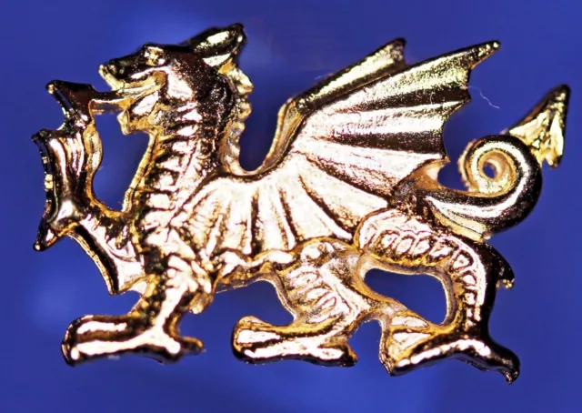 Distintivo spilla drago gallese - placcato oro, Galles Cymru 17 x 27 mm *[WDGPIN]