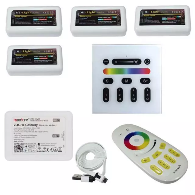 MiLight MiBoxer 4 zones RGBW DEL kit commande Wi-Fi télécommande commande murale