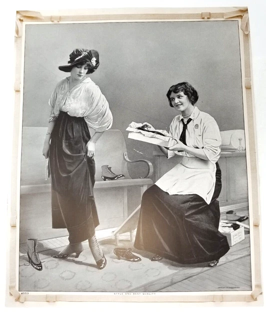 Victorian Shoe Store Poster 1890s Style and Best Quality Female Clerk with Tie