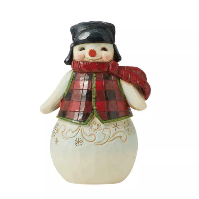 Enesco Jim Shore Heartwood Creek Snowman in Plaid Pint-Sized Figurine 5 Inch