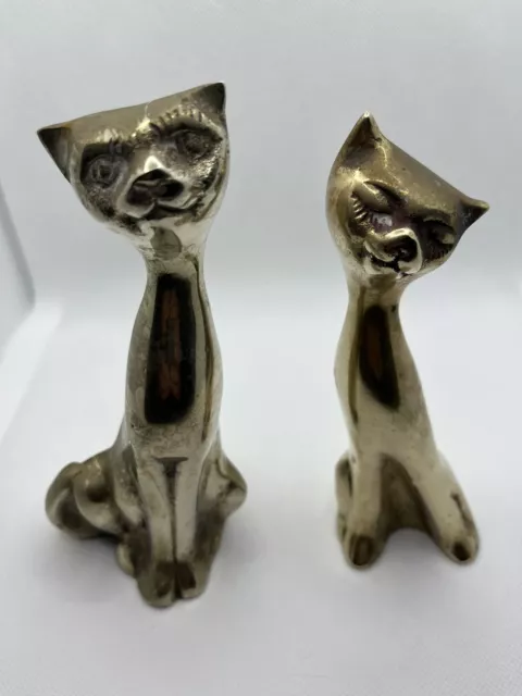Midcentury Modern Vintage Pair of Ceramic Cat Figurines Kitsch Cat Statues