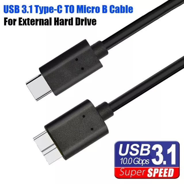 Hard Drive USB 3.1 Type-C to Micro 3.0 B Data Cable Cord HDD For Laptop PC