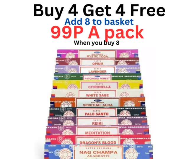 Satya  Incense Nag Champa Insence Sticks Joss Mix & Match 15g Scent Packs