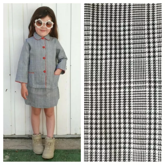 Vtg 1960S Deadstock Set Prince Of Wales Check Suit Jacket Skirt Approx 5-6 Years